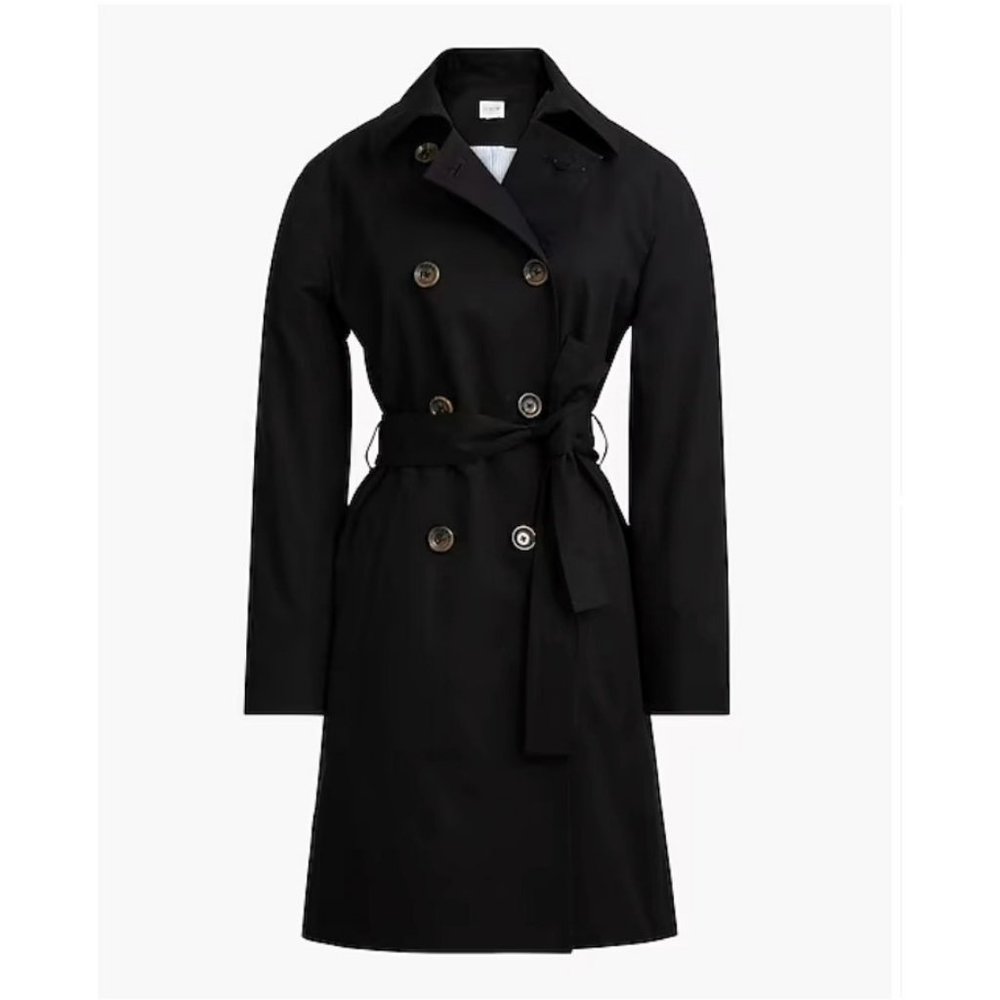 J.Crew $248 Trench Coat Black Size 6 BO622